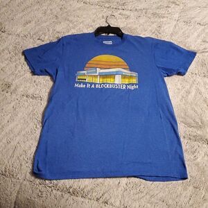 BLOCKBUSTER VIDEO T-Shirt Mens Small Blue Vintage Style Graphic Shirt Gen X
